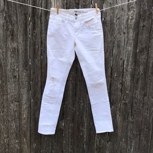 Gap distressed white ankle length jeans